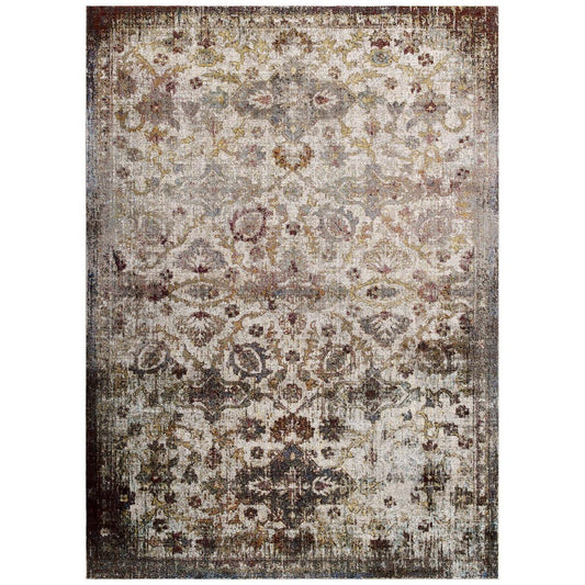 Success Kaede Distressed Vintage Floral Moroccan Trellis 5x8 Area Rug - No Shipping Charges