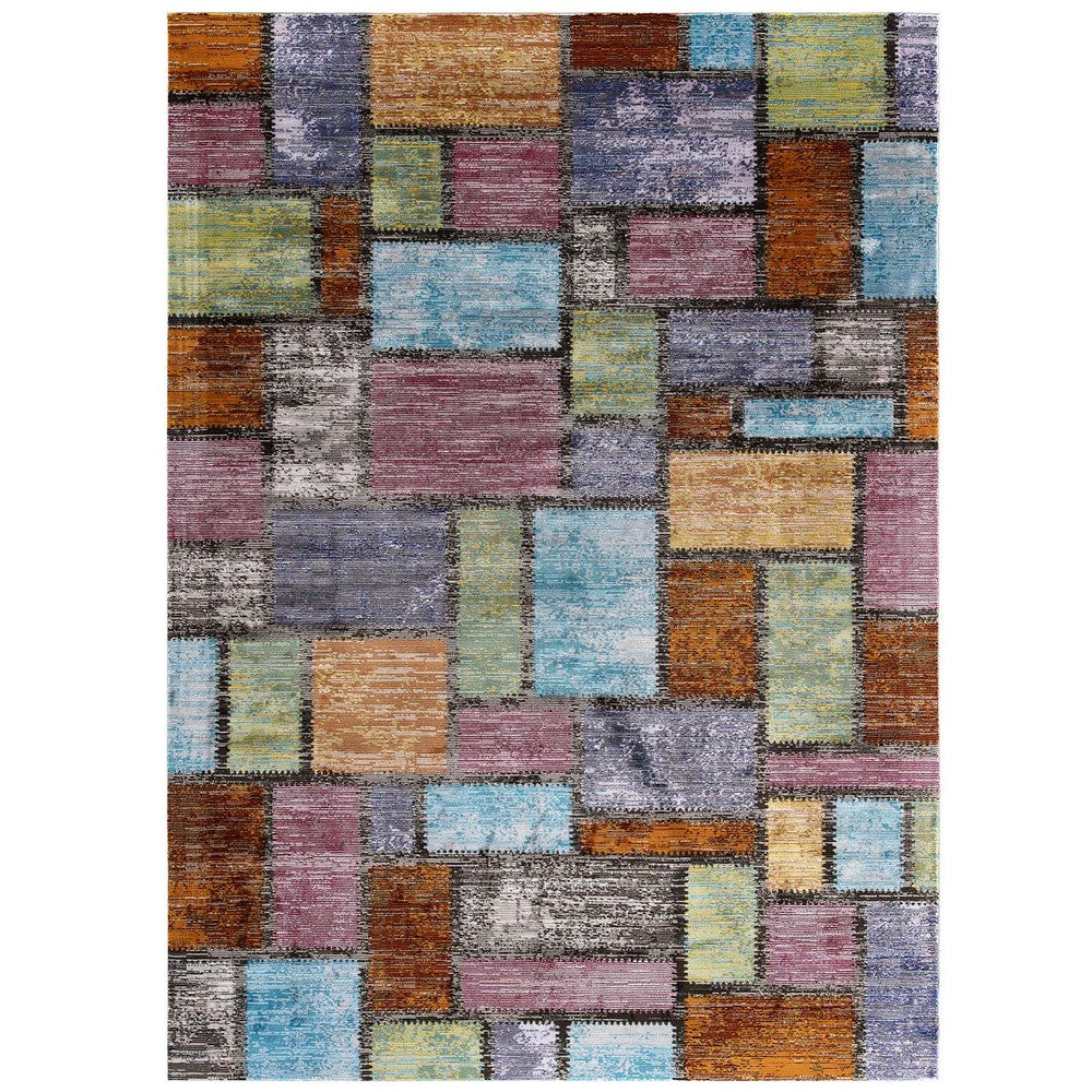 Success Nyssa Abstract Geometric Mosaic 4x6 Area Rug by Modway| Blue