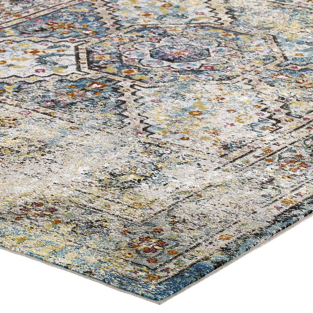 Success Jacinda Distressed Vintage Floral Vintage Medallion 4x6 Area Rug by Modway| Gray
