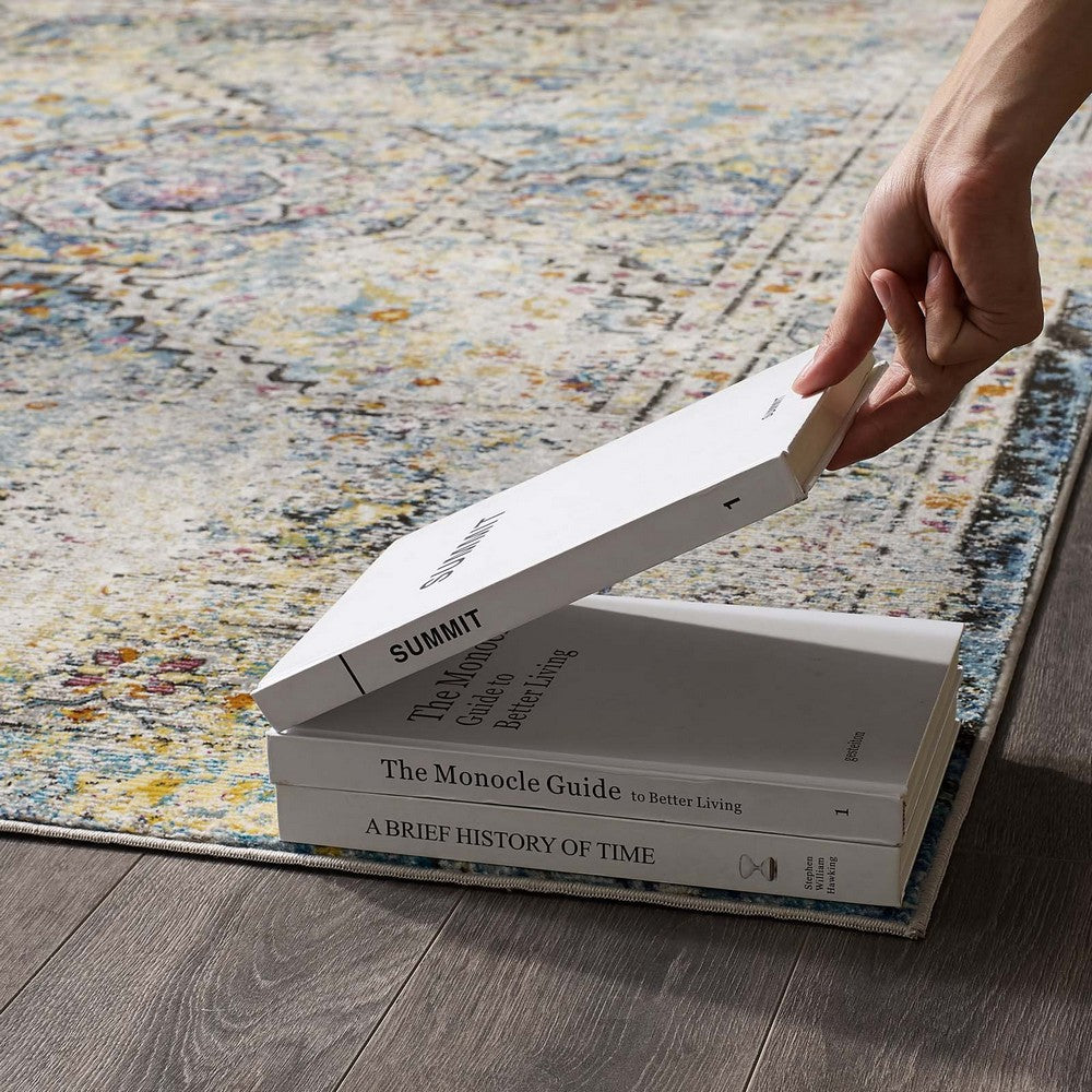 Success Jacinda Distressed Vintage Floral Vintage Medallion 4x6 Area Rug by Modway| Gray