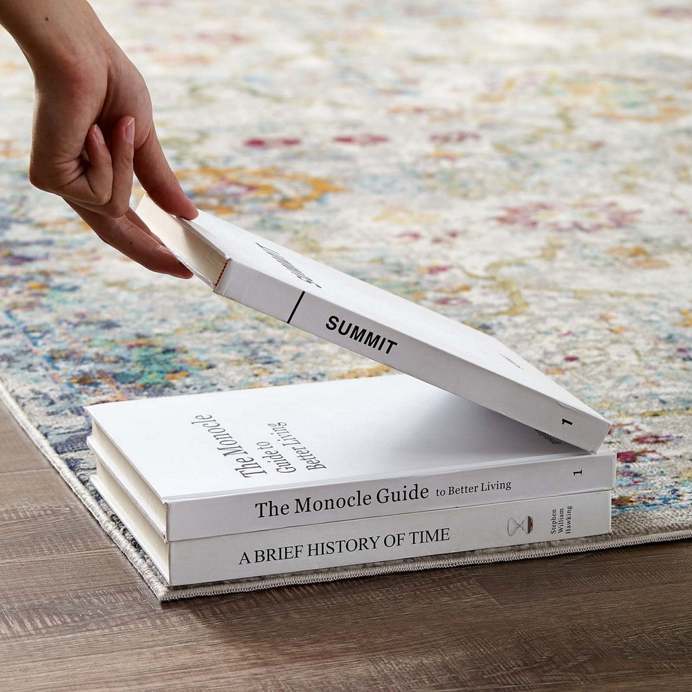 Success Manuka Distressed Vintage Floral Lattice 4x6 Area Rug by Modway| Gray