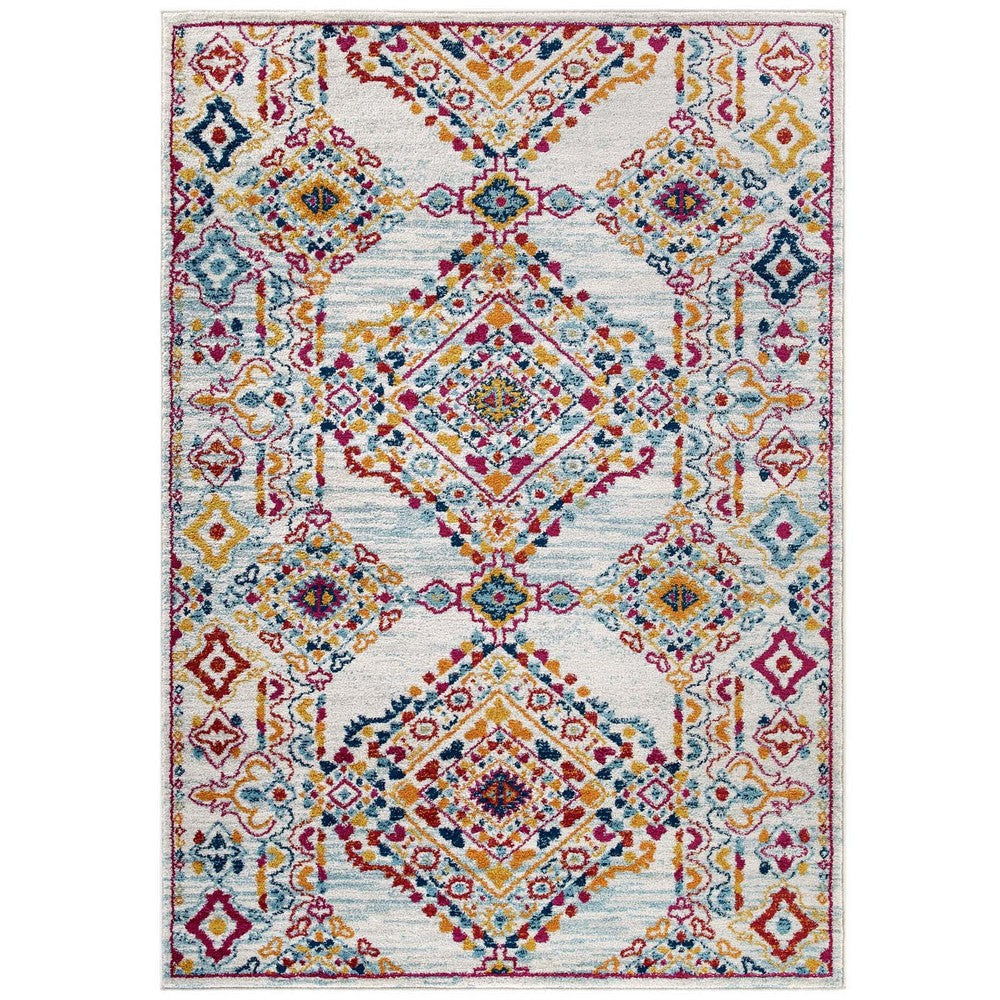 Entourage Khalida Distressed Vintage Floral Lattice 5x8 Area Rug - No Shipping Charges