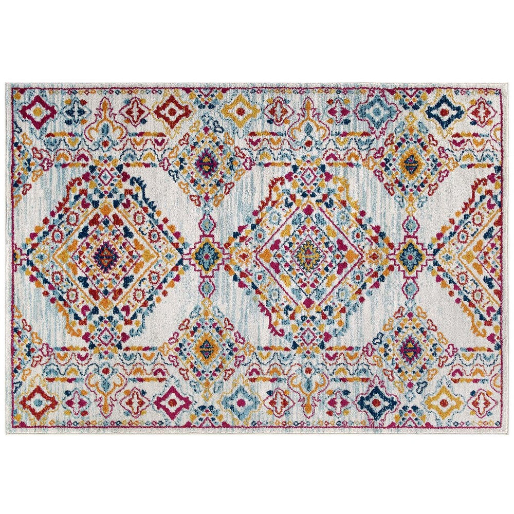 Entourage Khalida Distressed Floral Lattice 8x10 Area Rug by Modway| Gray