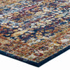 Entourage Jessa Distressed Vintage Floral Lattice 5x8 Area Rug by Modway| Blue