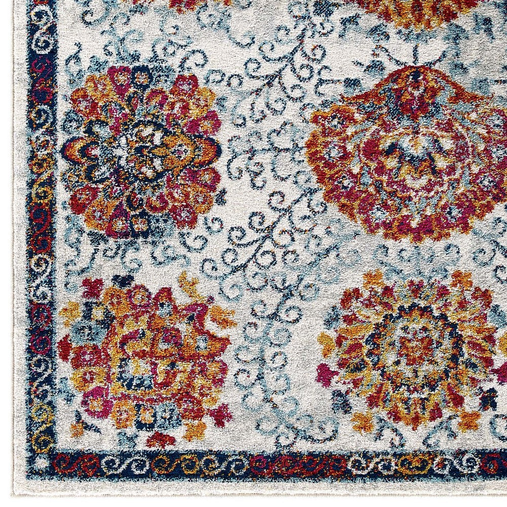 Entourage Kensie Distressed Floral Moroccan Trellis 8x10 Area Rug by Modway| White