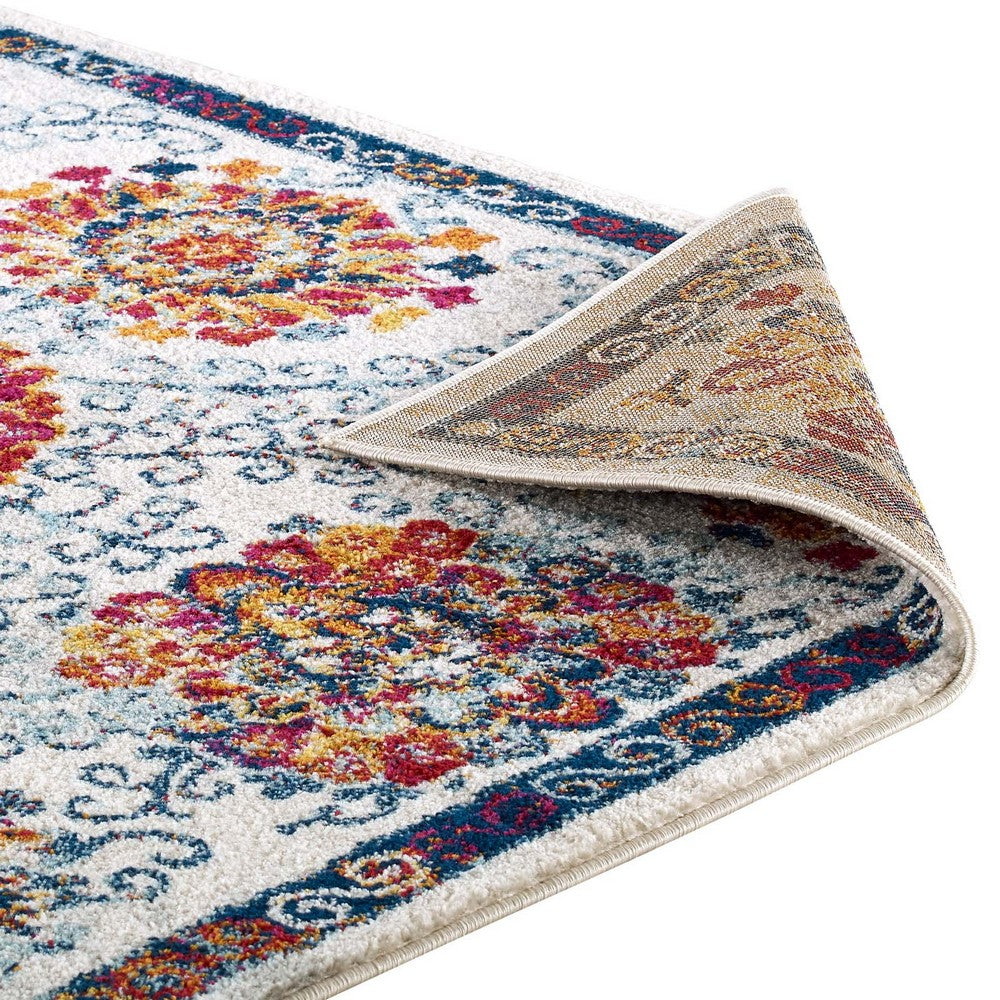 Entourage Kensie Distressed Floral Moroccan Trellis 8x10 Area Rug by Modway| White