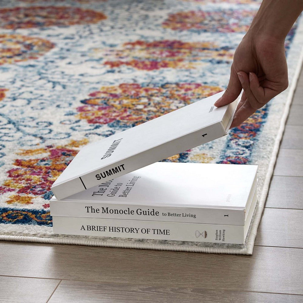 Entourage Kensie Distressed Floral Moroccan Trellis 8x10 Area Rug by Modway| White