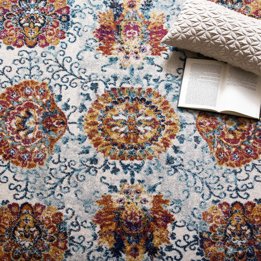 Entourage Kensie Distressed Floral Moroccan Trellis 8x10 Area Rug by Modway| White