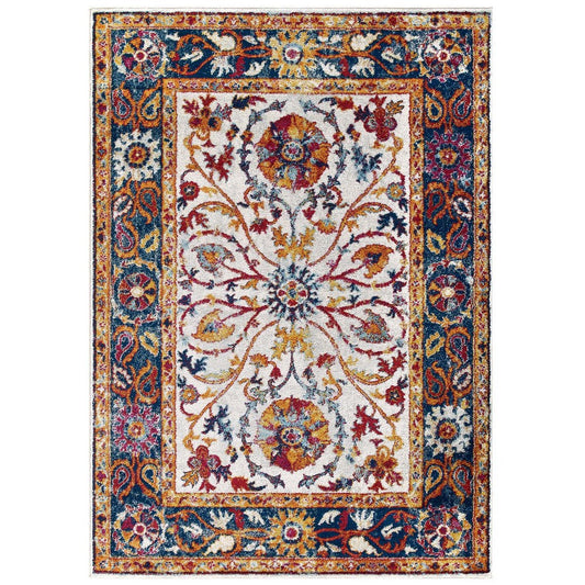 Modway Entourage Samira Distressed Vintage Floral Persian Medallion 5x8 Area Rug |No Shipping Charges