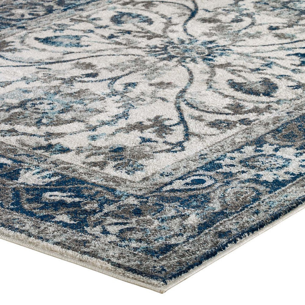 Entourage Samira Distressed Vintage Floral Persian Medallion 5x8 Area Rug - No Shipping Charges