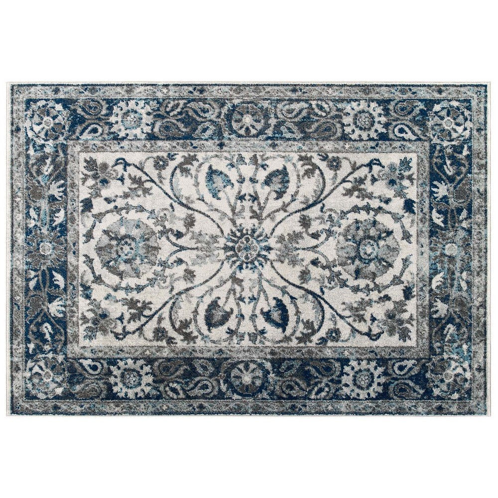 Entourage Samira Distressed Vintage Floral Persian Medallion 5x8 Area Rug - No Shipping Charges