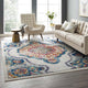 Entourage Malia Distressed Vintage Floral Vintage Medallion 8x10 Area Rug by Modway| Blue