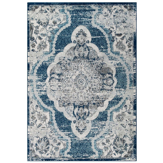 Entourage Malia Distressed Vintage Floral Persian Medallion 8x10 Area Rug - No Shipping Charges