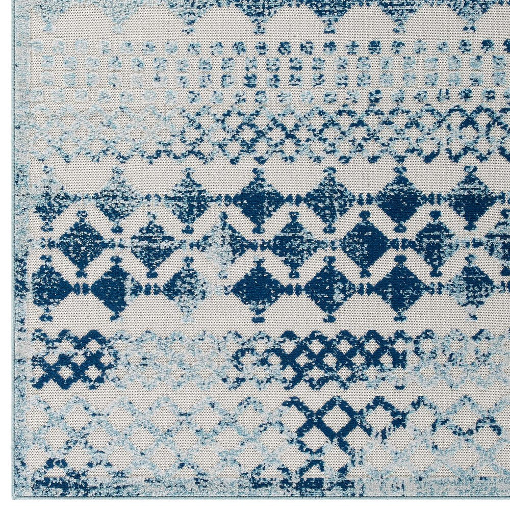 Reflect Giada Abstract Diamond Moroccan Trellis 5x8 Indoor/Outdoor Area Rug by Modway| Blue