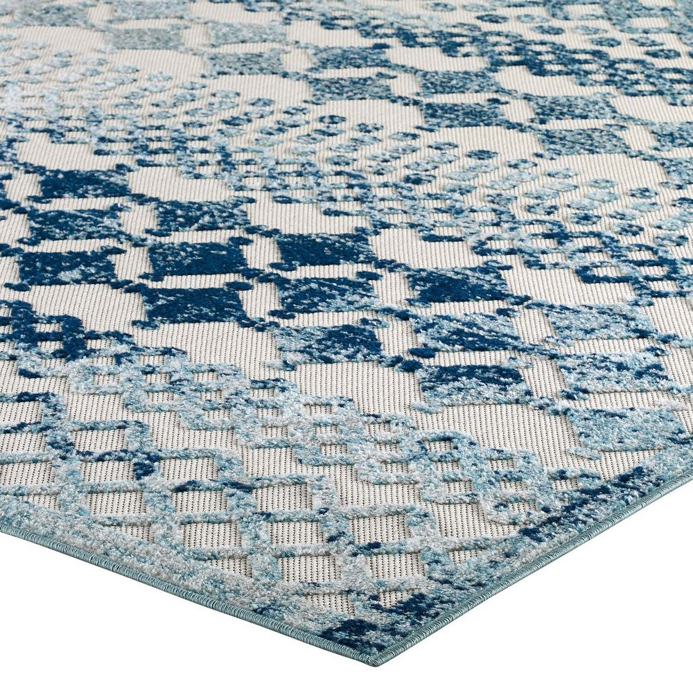 Reflect Giada Abstract Diamond Moroccan Trellis 5x8 Indoor/Outdoor Area Rug by Modway| Blue