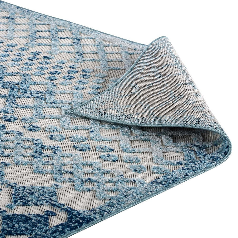 Reflect Giada Abstract Diamond Moroccan Trellis 5x8 Indoor/Outdoor Area Rug by Modway| Blue