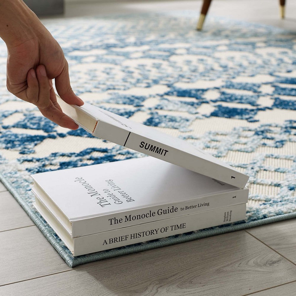 Reflect Giada Abstract Diamond Moroccan Trellis 5x8 Indoor/Outdoor Area Rug by Modway| Blue
