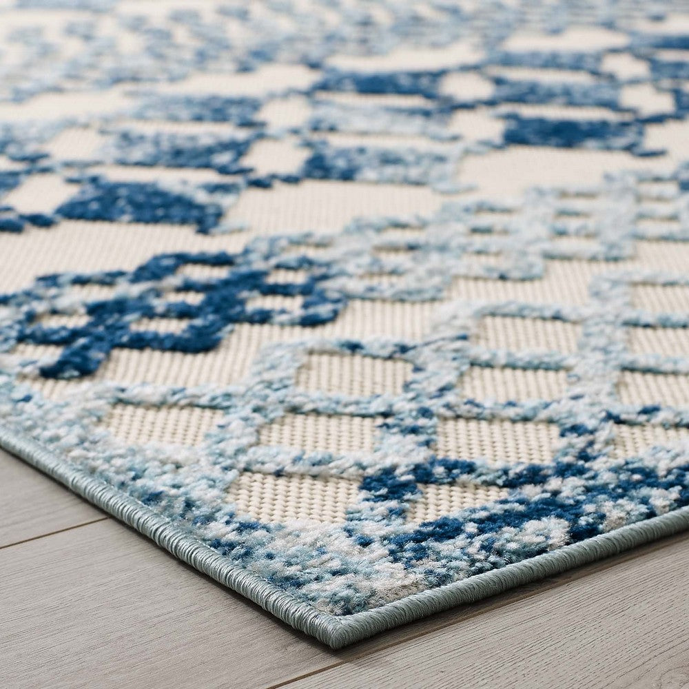 Reflect Giada Abstract Diamond Moroccan Trellis 8x10 Indoor/Outdoor Area Rug by Modway| Blue