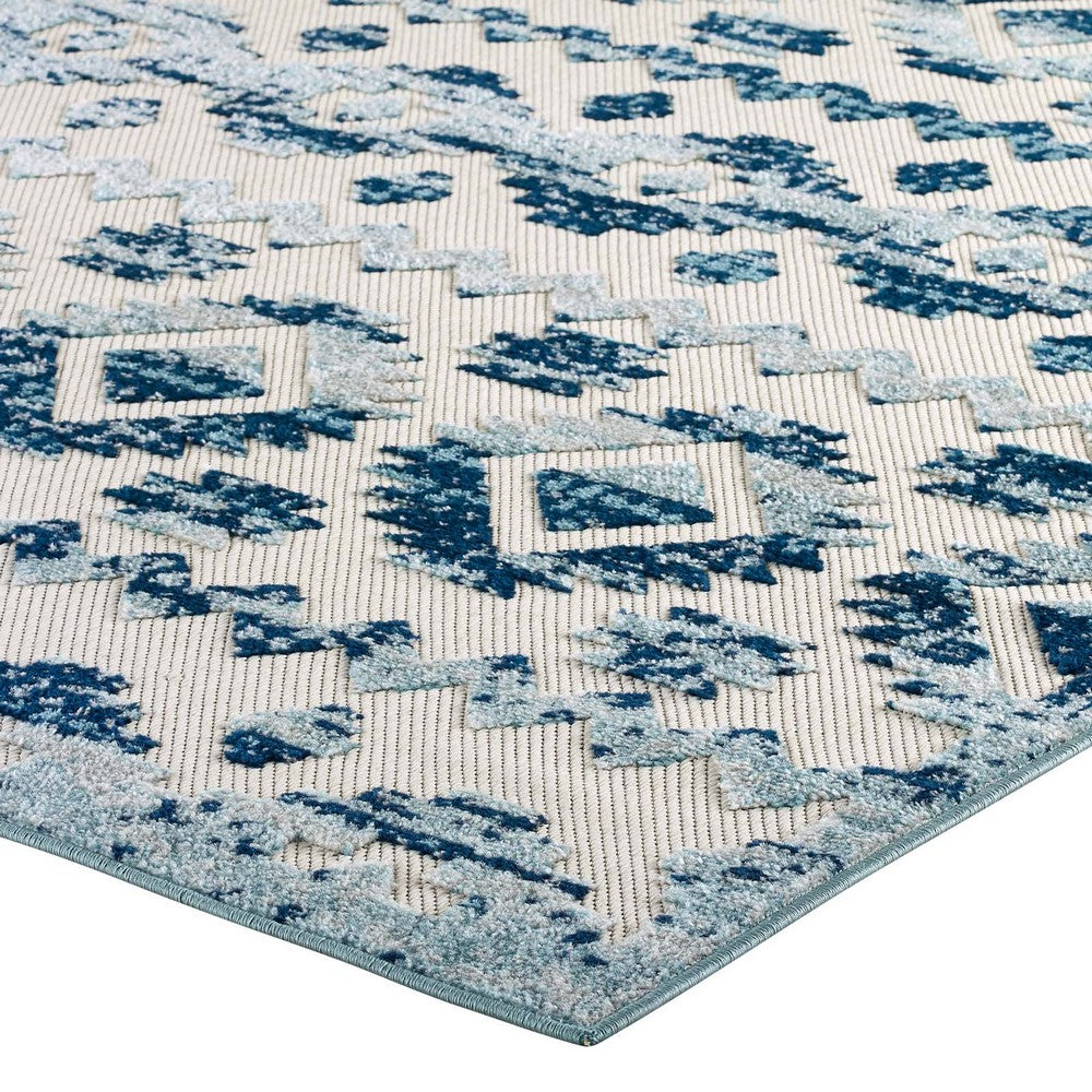 Reflect Takara Abstract Diamond Moroccan Trellis 5x8 Indoor and Outdoor Area Rug by Modway| Blue