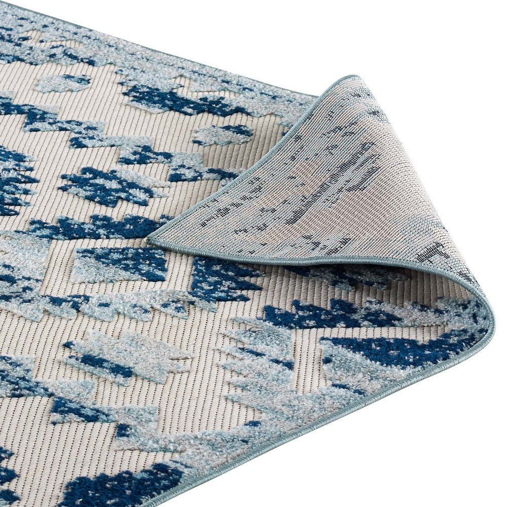 Reflect Takara Abstract Diamond Moroccan Trellis 5x8 Indoor and Outdoor Area Rug by Modway| Blue