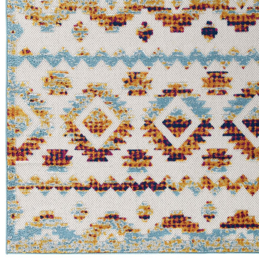 Reflect Takara Abstract Diamond Moroccan Trellis 5x8 Indoor and Outdoor Area Rug by Modway| Blue