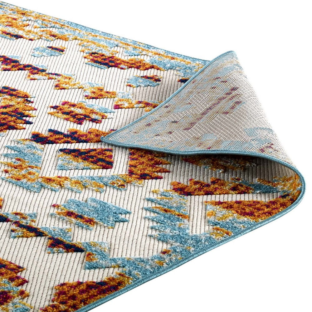 Reflect Takara Abstract Diamond Moroccan Trellis 5x8 Indoor and Outdoor Area Rug by Modway| Blue