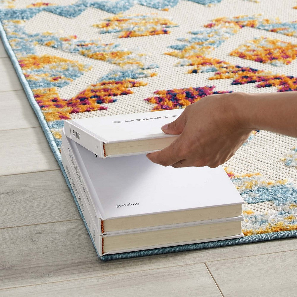 Reflect Takara Abstract Diamond Moroccan Trellis 5x8 Indoor and Outdoor Area Rug by Modway| Blue