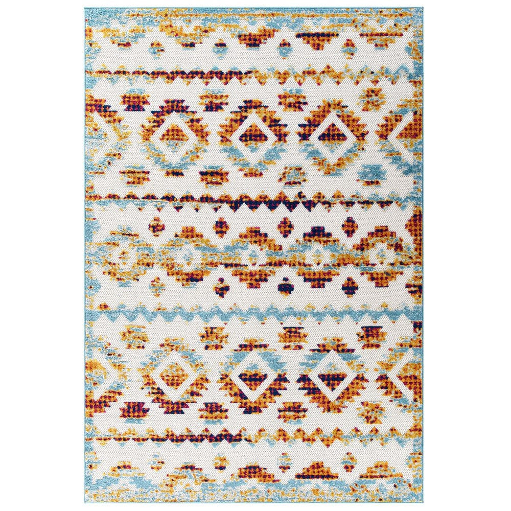 Reflect Takara Abstract Diamond Moroccan Trellis 5x8 Indoor and Outdoor Area Rug by Modway| Blue