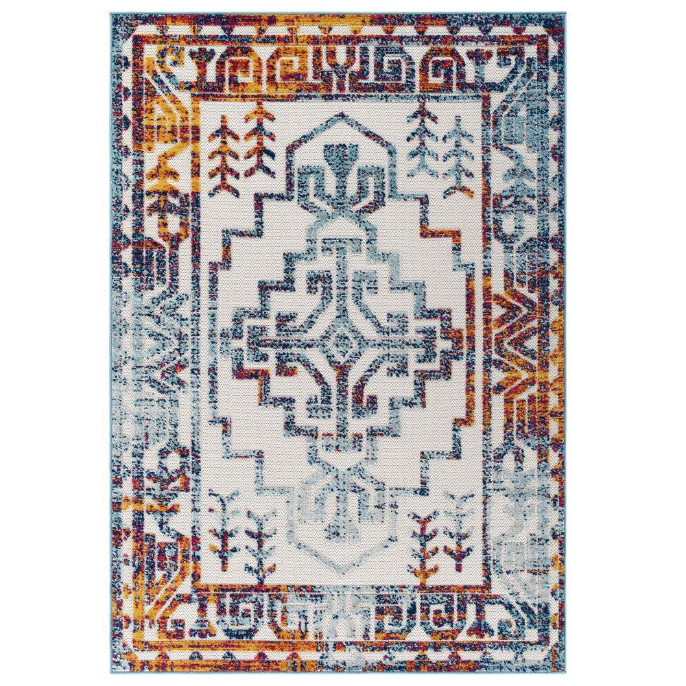 Reflect Nyssa Distressed Geometric Southwestern Aztec 5x8 Indoor/Outdoor Area Rug - No Shipping Charges