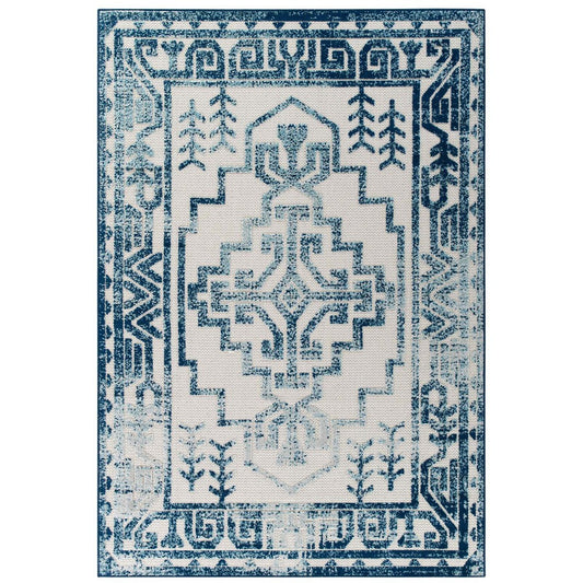 Modway Reflect Nyssa Distressed Geometric Southwestern Aztec 8x10 Indoor/Outdoor Area Rug |No Shipping Charges