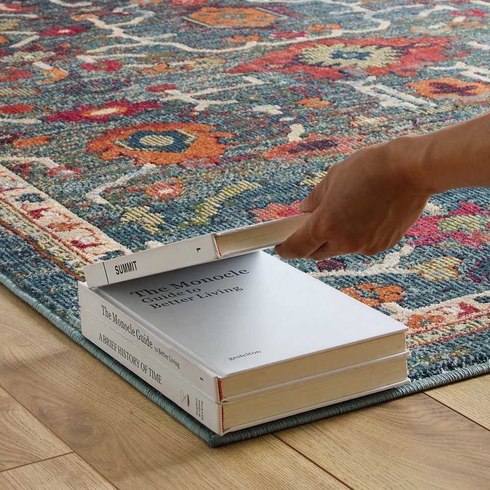 Tribute Every Distressed Vintage Floral 5x8 Area Rug by Modway| Blue