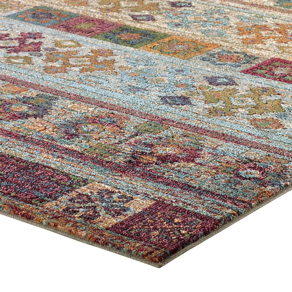 Tribute Nala Distressed Vintage Floral Lattice 5x8 Area Rug by Modway| Gray