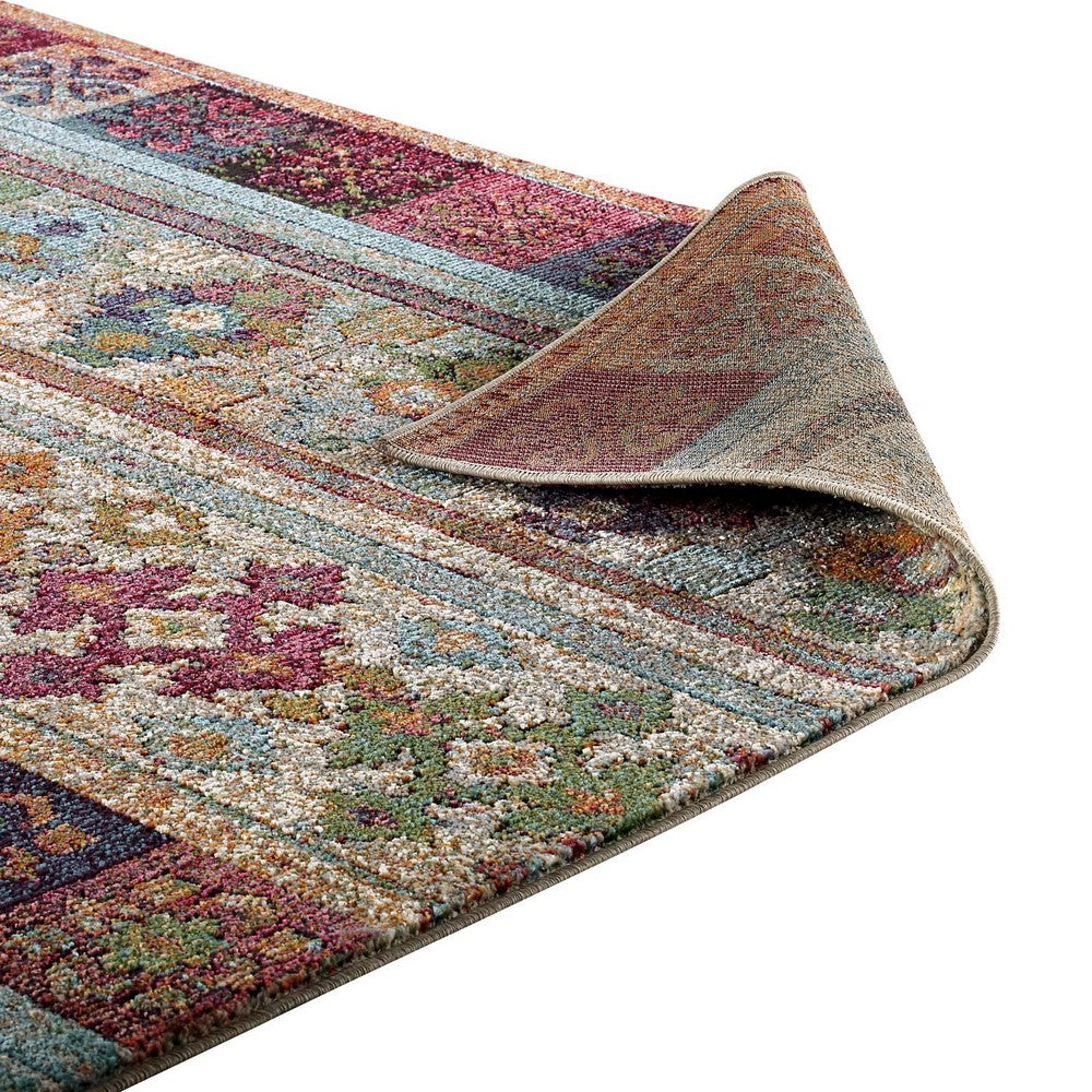 Tribute Nala Distressed Vintage Floral Lattice 5x8 Area Rug by Modway| Gray