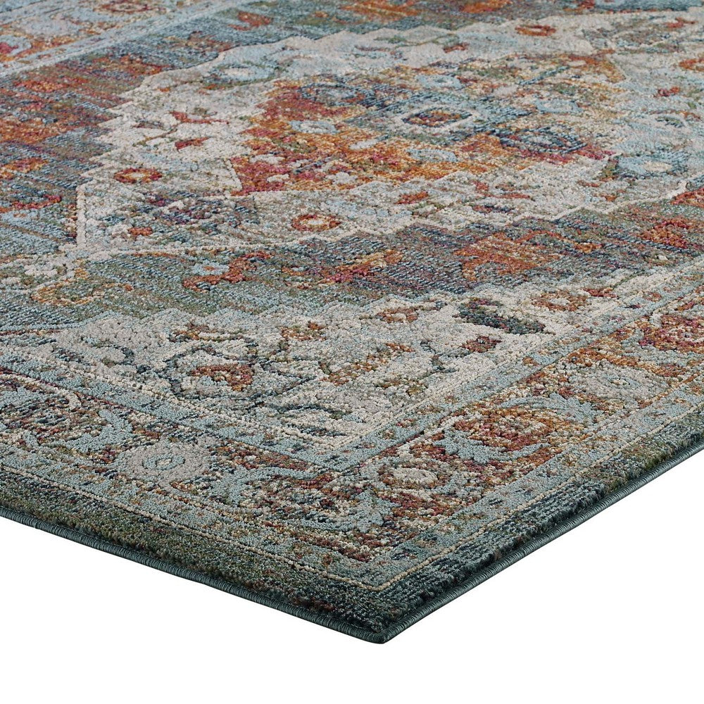 Tribute Camellia Distressed Vintage Floral Vintage Medallion 5x8 Area Rug by Modway| Gray