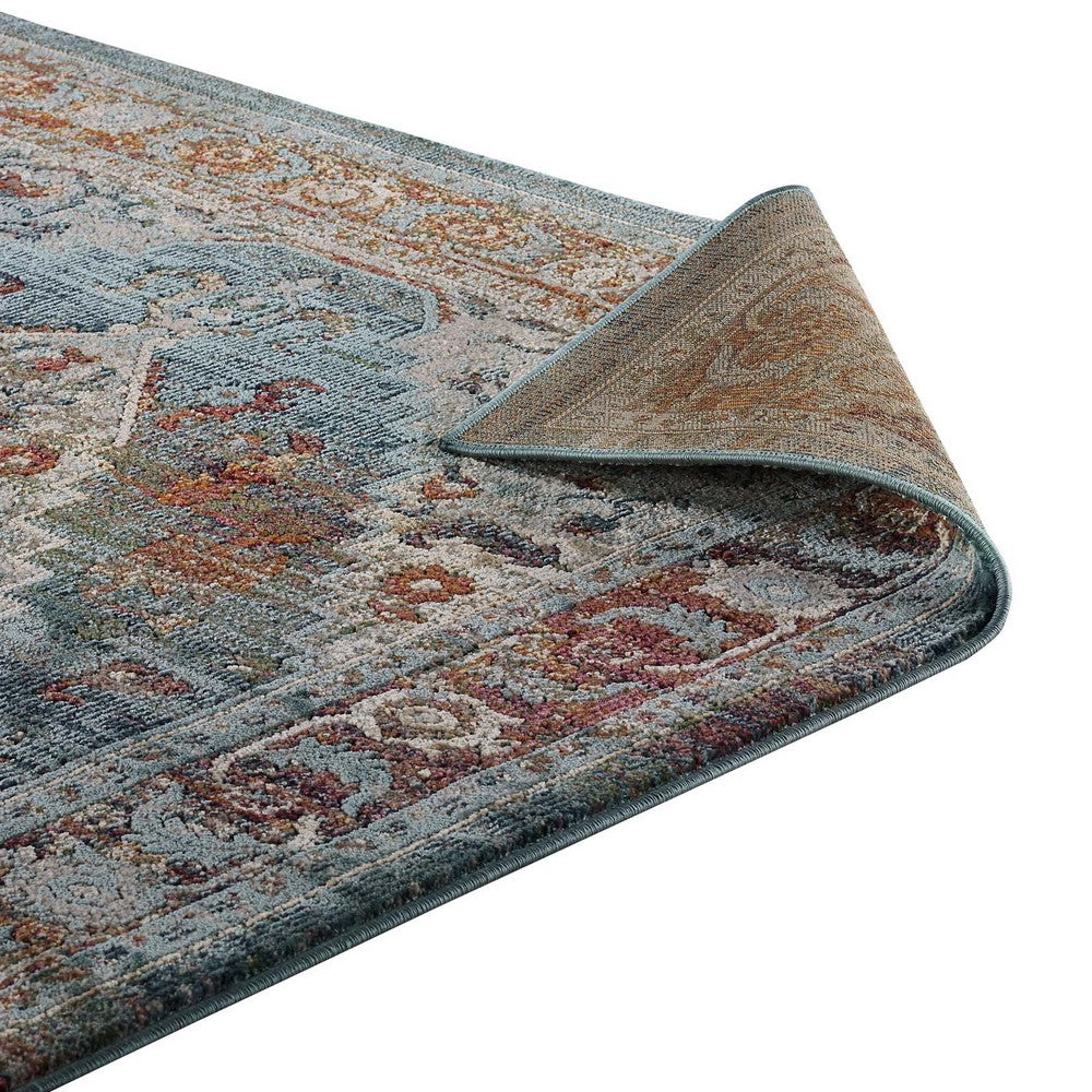 Tribute Camellia Distressed Vintage Floral Vintage Medallion 5x8 Area Rug by Modway| Gray