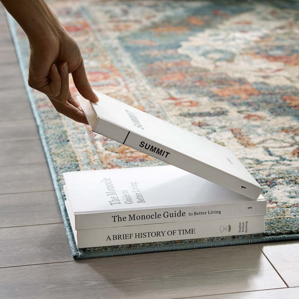 Tribute Camellia Distressed Vintage Floral Vintage Medallion 5x8 Area Rug by Modway| Gray