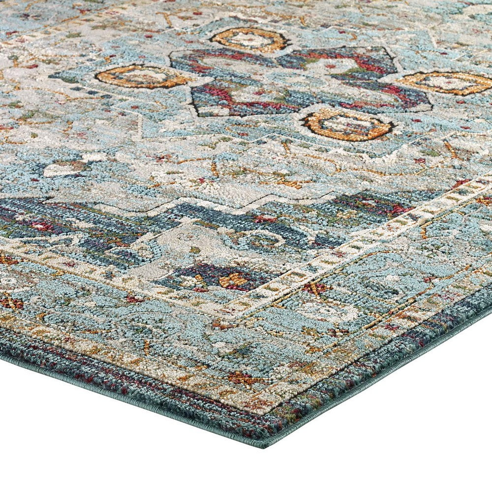 Tribute Diantha Distressed Vintage Floral Vintage Medallion 5x8 Area Rug by Modway| Gray