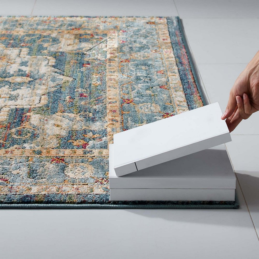 Tribute Diantha Distressed Vintage Floral Vintage Medallion 5x8 Area Rug by Modway| Gray