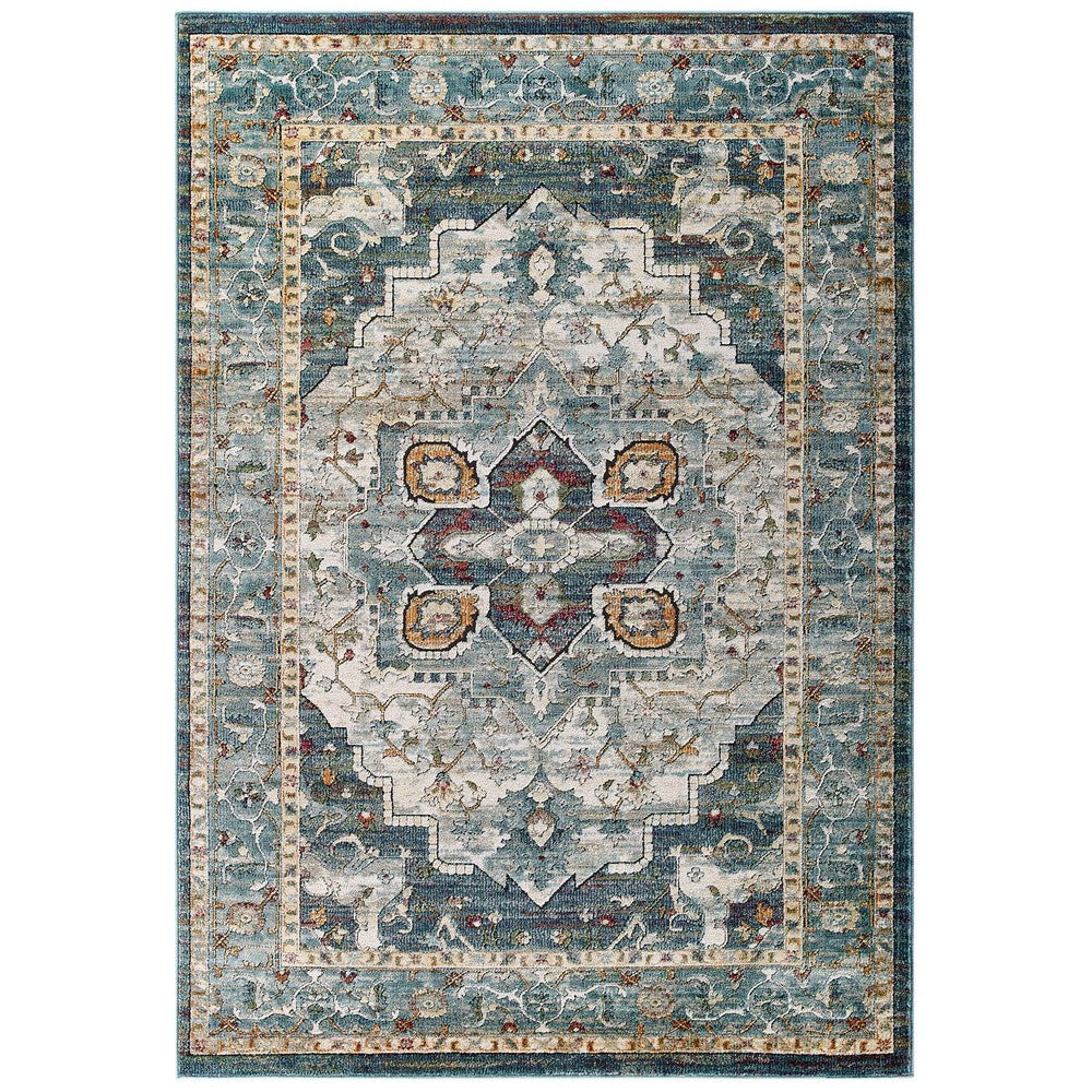 Tribute Diantha Distressed Vintage Floral Vintage Medallion 5x8 Area Rug by Modway| Gray
