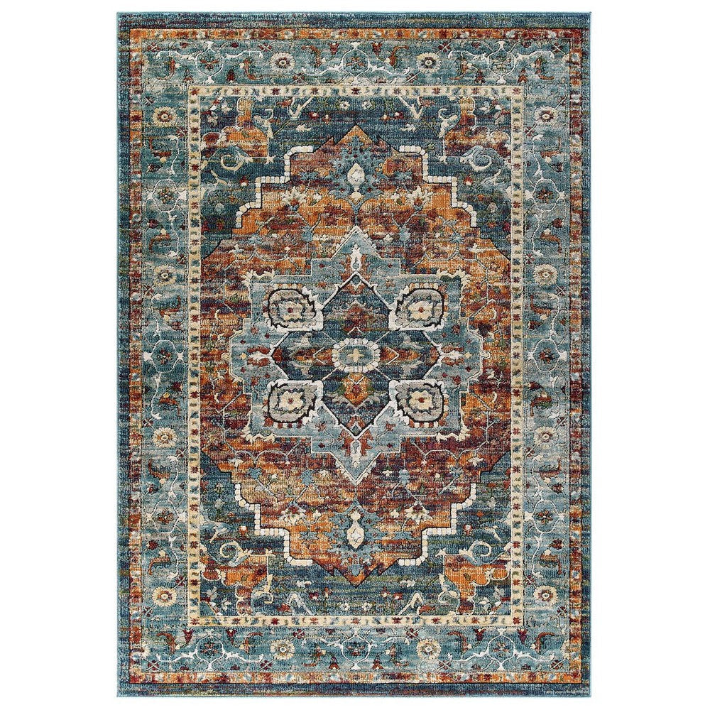 Tribute Diantha Distressed Vintage Floral Persian Medallion 5x8 Area Rug - No Shipping Charges