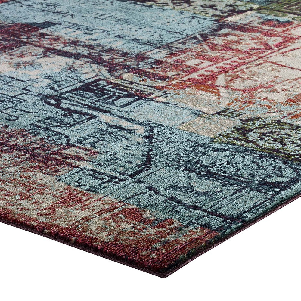 Tribute Elowen Contemporary Modern Vintage Mosaic 5x8 Area Rug by Modway| Blue