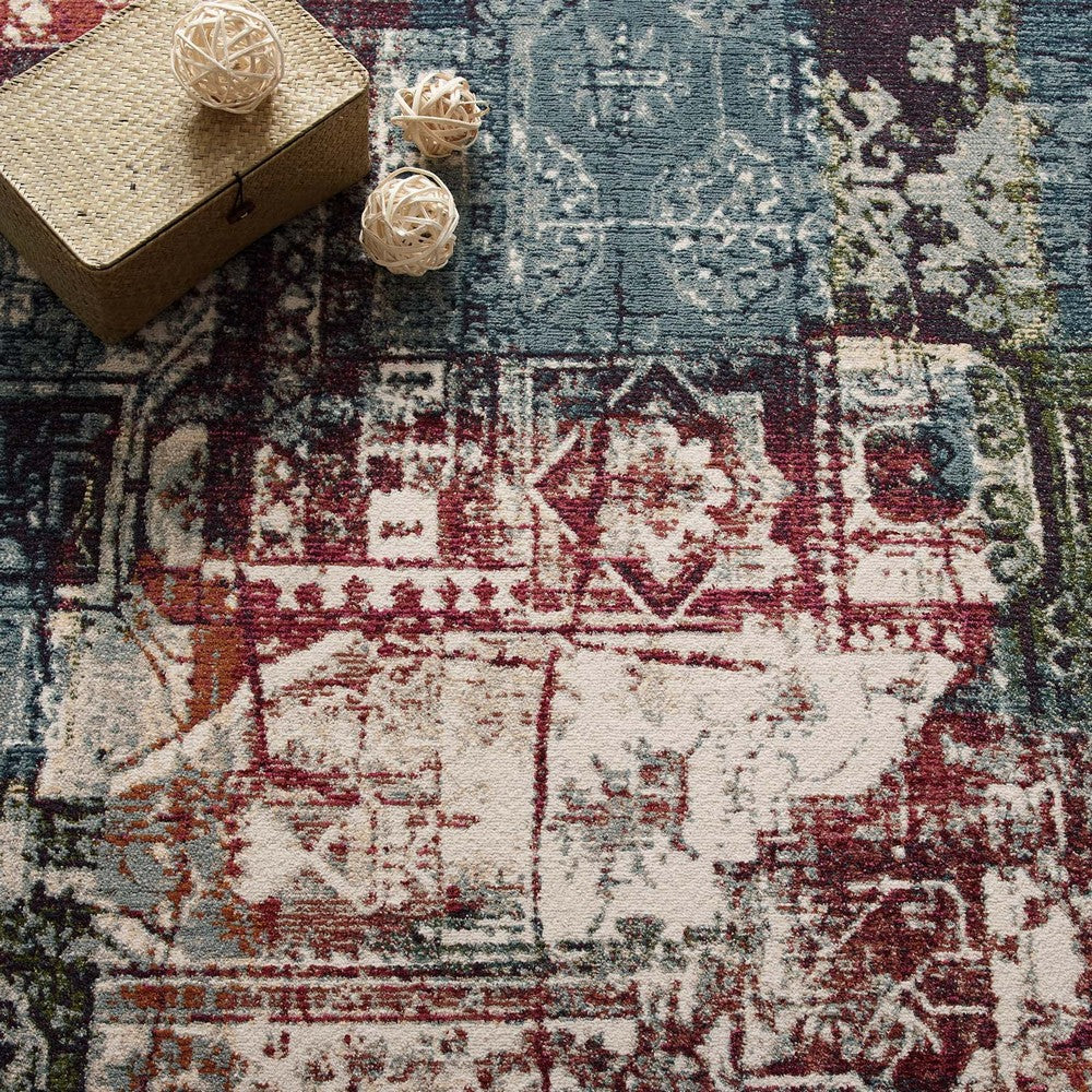 Tribute Elowen Contemporary Modern Vintage Mosaic 5x8 Area Rug by Modway| Blue