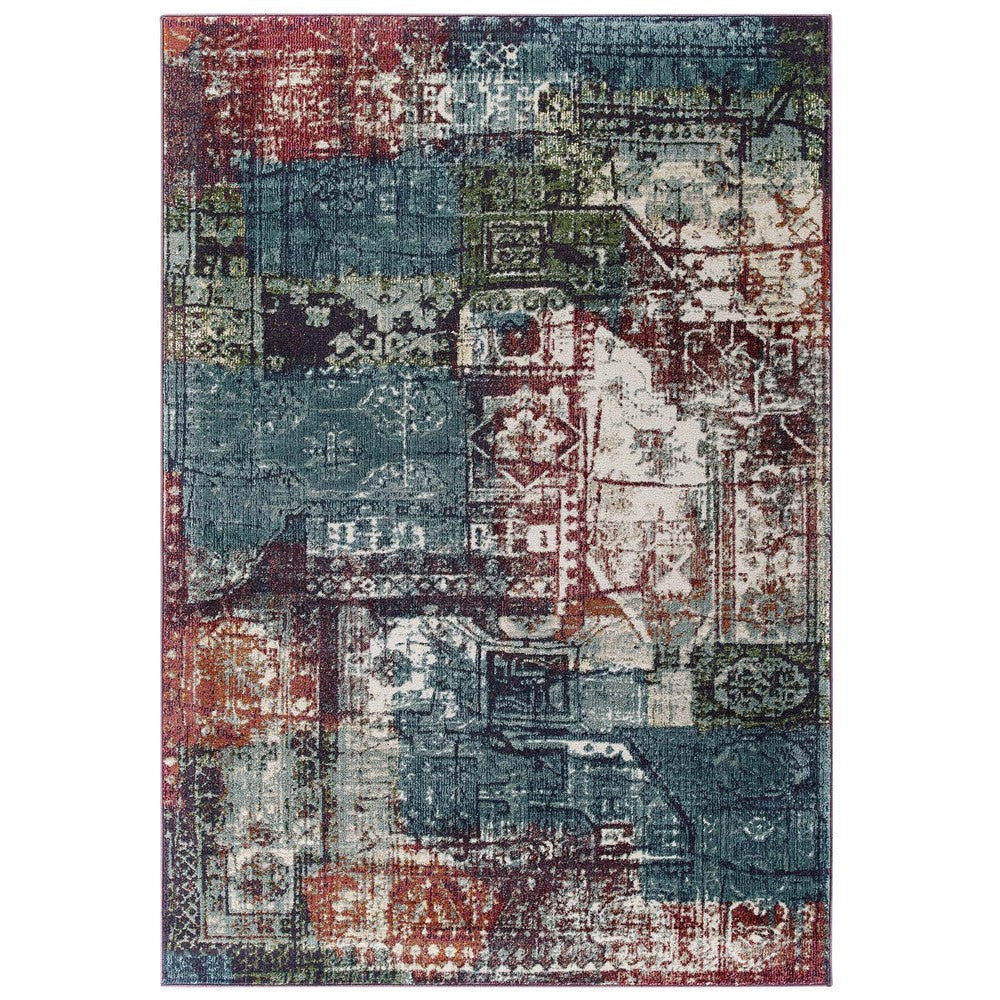 Tribute Elowen Contemporary Modern Vintage Mosaic 5x8 Area Rug by Modway| Blue