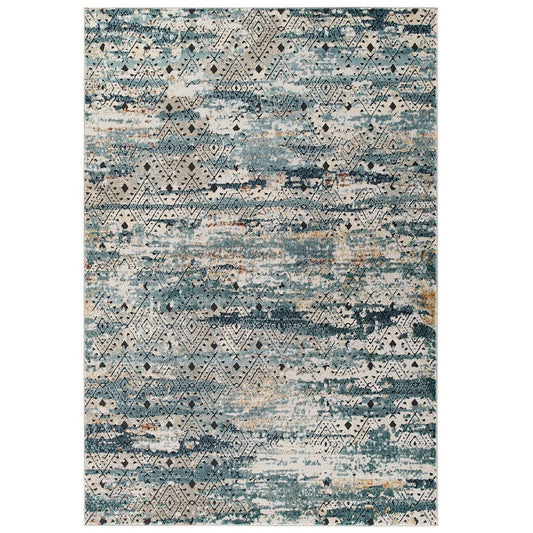 Modway Tribute Eisley Rustic Distressed Transitional Diamond Lattice 5x8 Area Rug |No Shipping Charges