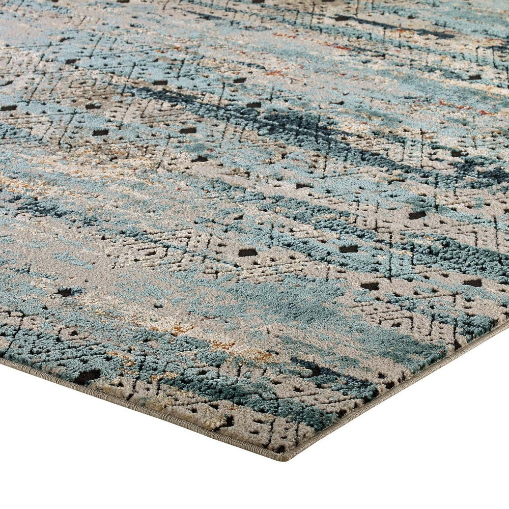 Tribute Eisley Rustic Distressed Transitional Diamond Lattice 5x8 Area Rug  - No Shipping Charges