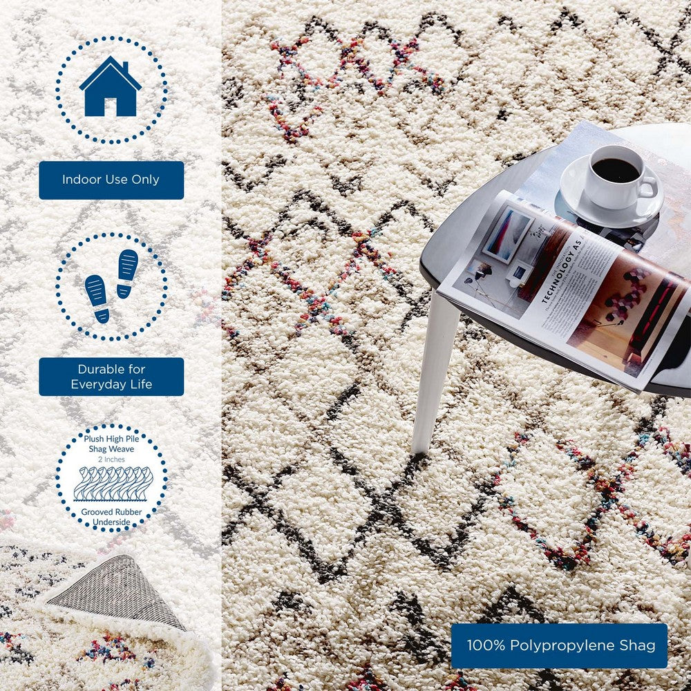 Skadi Rainbow Diamond Shag Area Rug by Modway| Gray