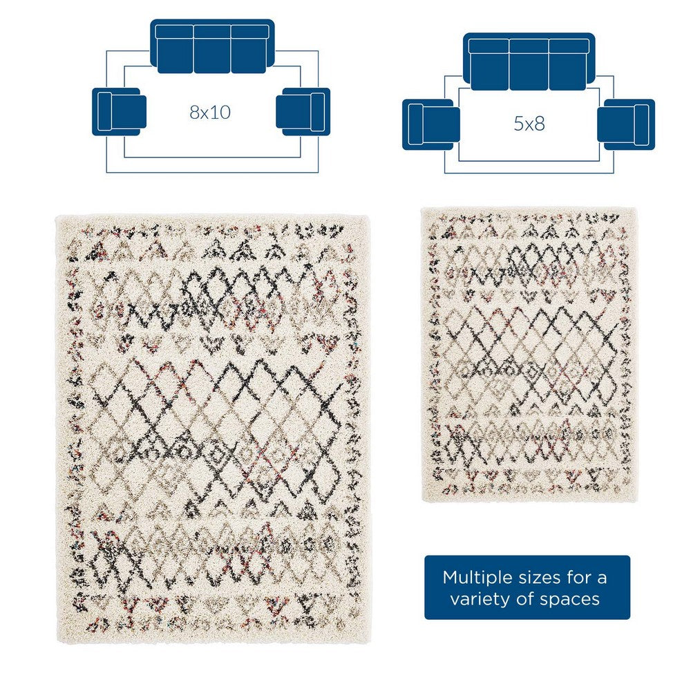 Skadi Rainbow Diamond Shag Area Rug by Modway| Gray