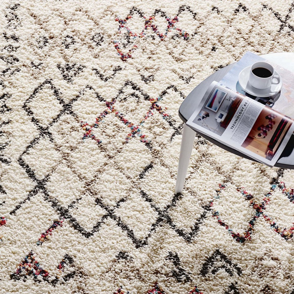 Skadi Rainbow Diamond Shag Area Rug by Modway| Gray