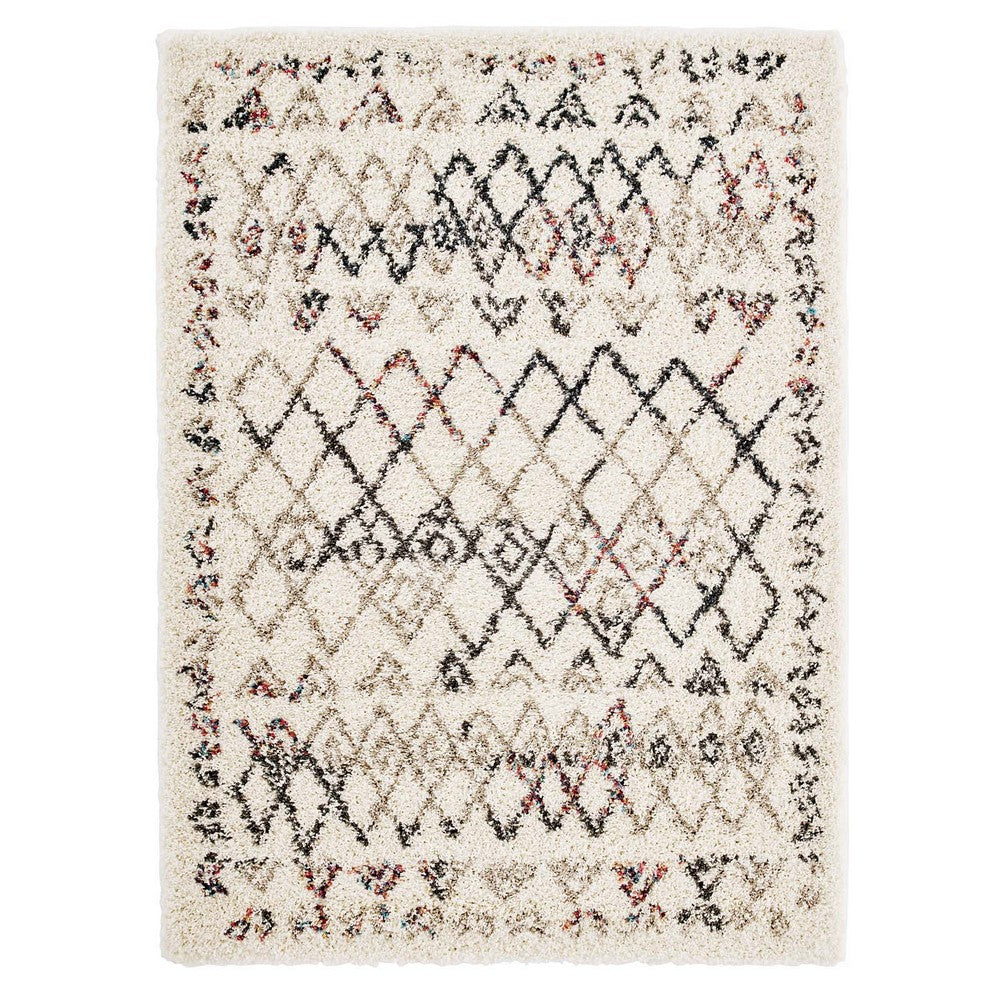 Skadi Rainbow Diamond Shag Area Rug by Modway| Gray