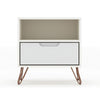Rockefeller 1.0 Mid-Century- Modern Nightstand with 1-Drawer in White